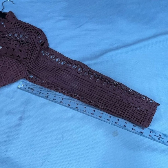 Two Sisters Riverdale Mauve Pink Lace Crochet Long Sleeve‎ Mini Dress 6 M NWT - Picture 10 of 13